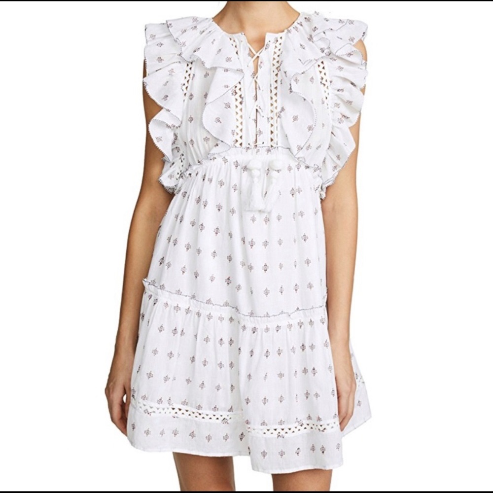 Sea New York Collette ruffle lace up peasant dress, size 0